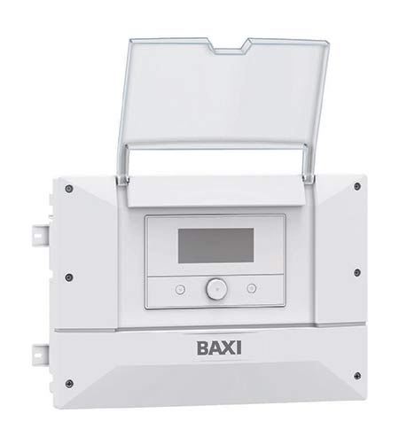 Centralina Baxi Auriga HP per pompa di calore, con display digitale e pannello di controllo, vista frontale